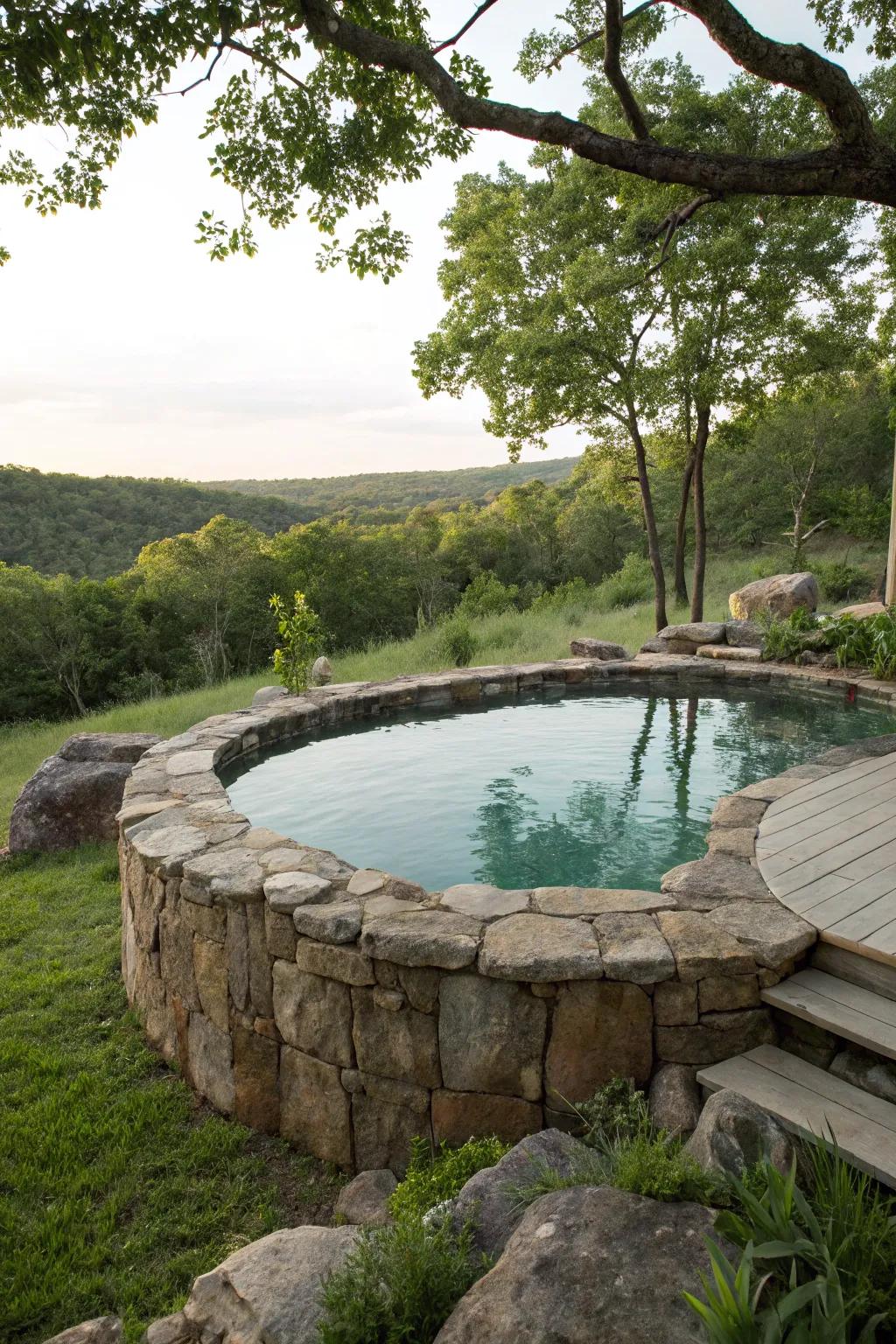 A rock border adds rustic charm to your pool area.