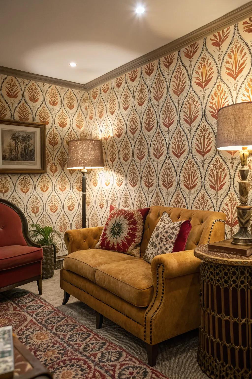 Travel back in time with charming vintage wallpaper designs.