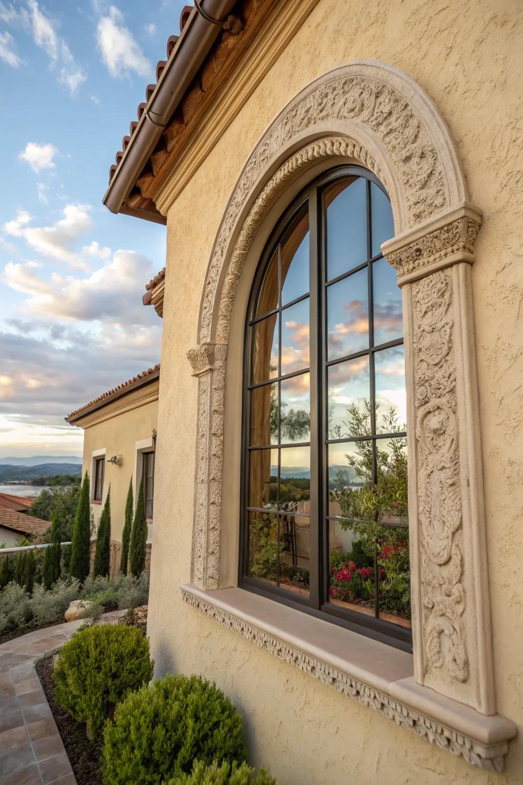 Stucco frames add texture and adaptability to your window design.