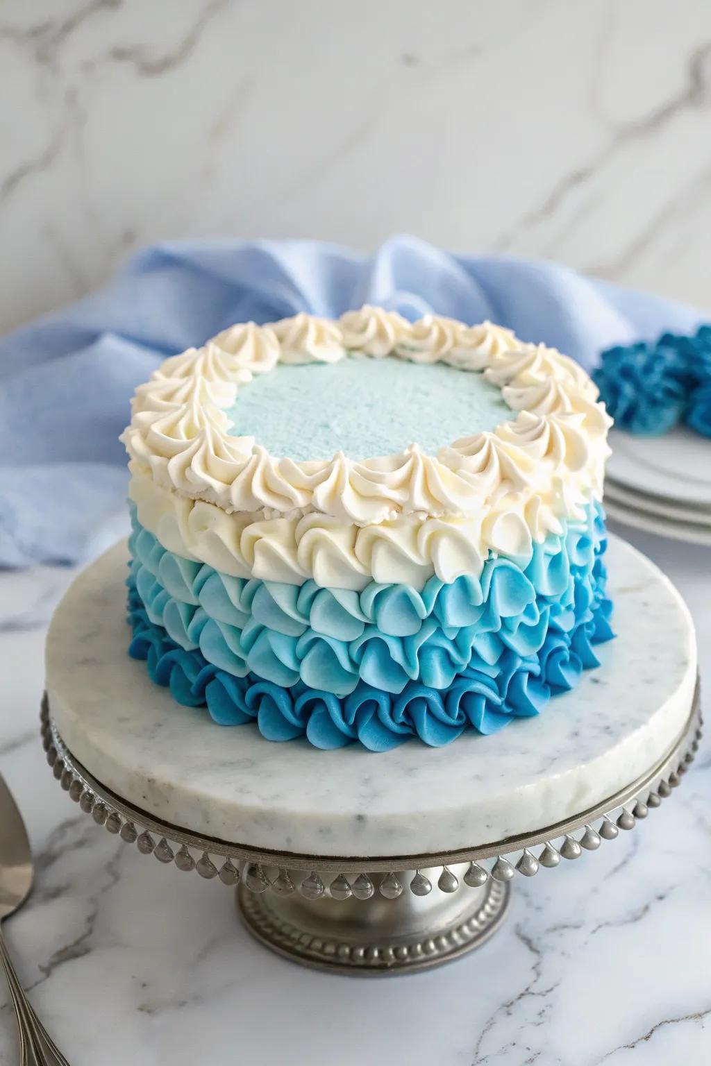 Elegant buttercream ruffles for a charming effect.