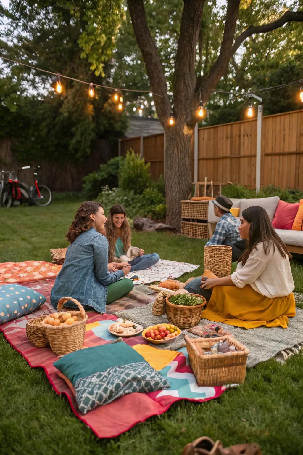 Garden picnics deliver a serene dining environment.