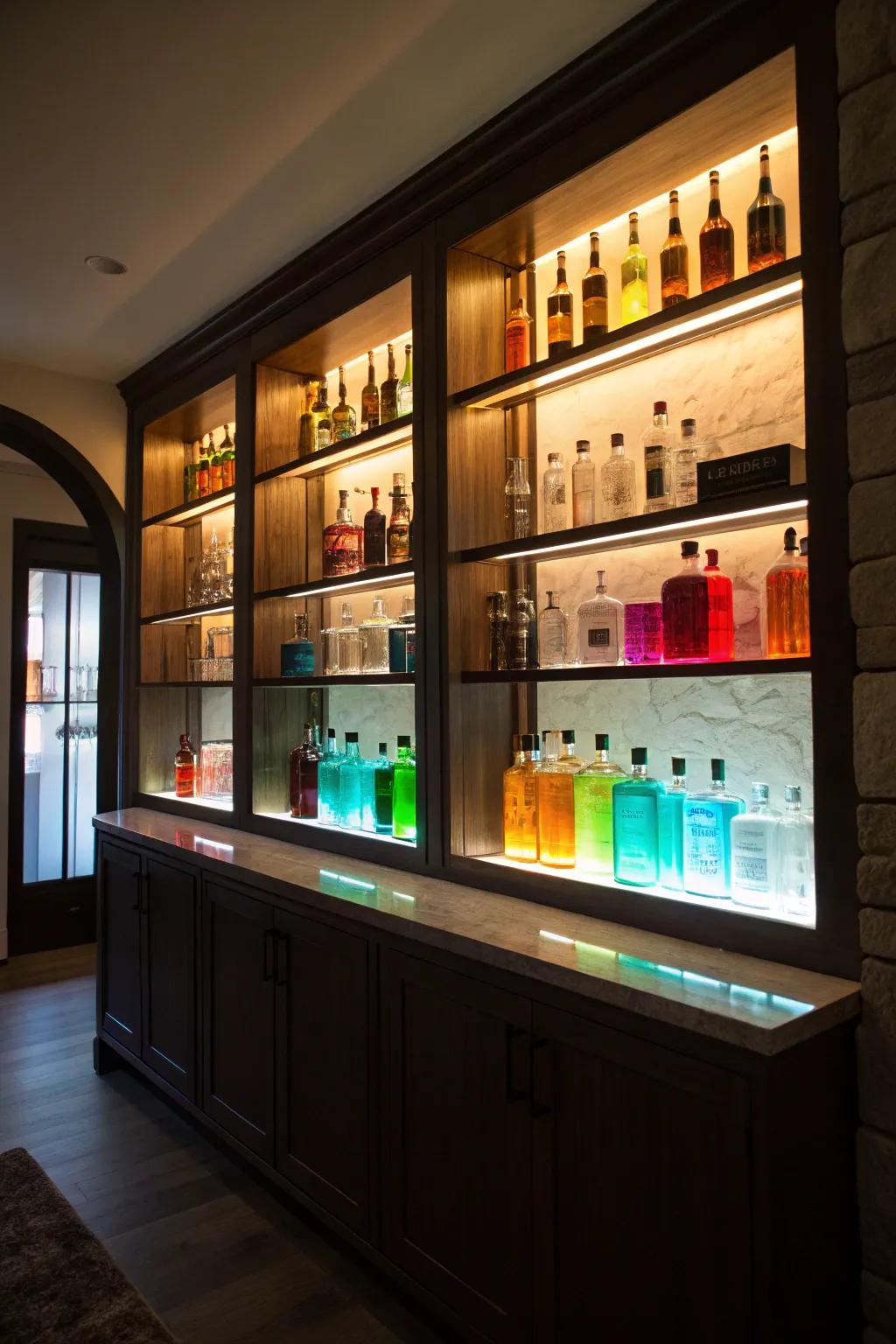 Backlit panels transform your bar into a work of art.