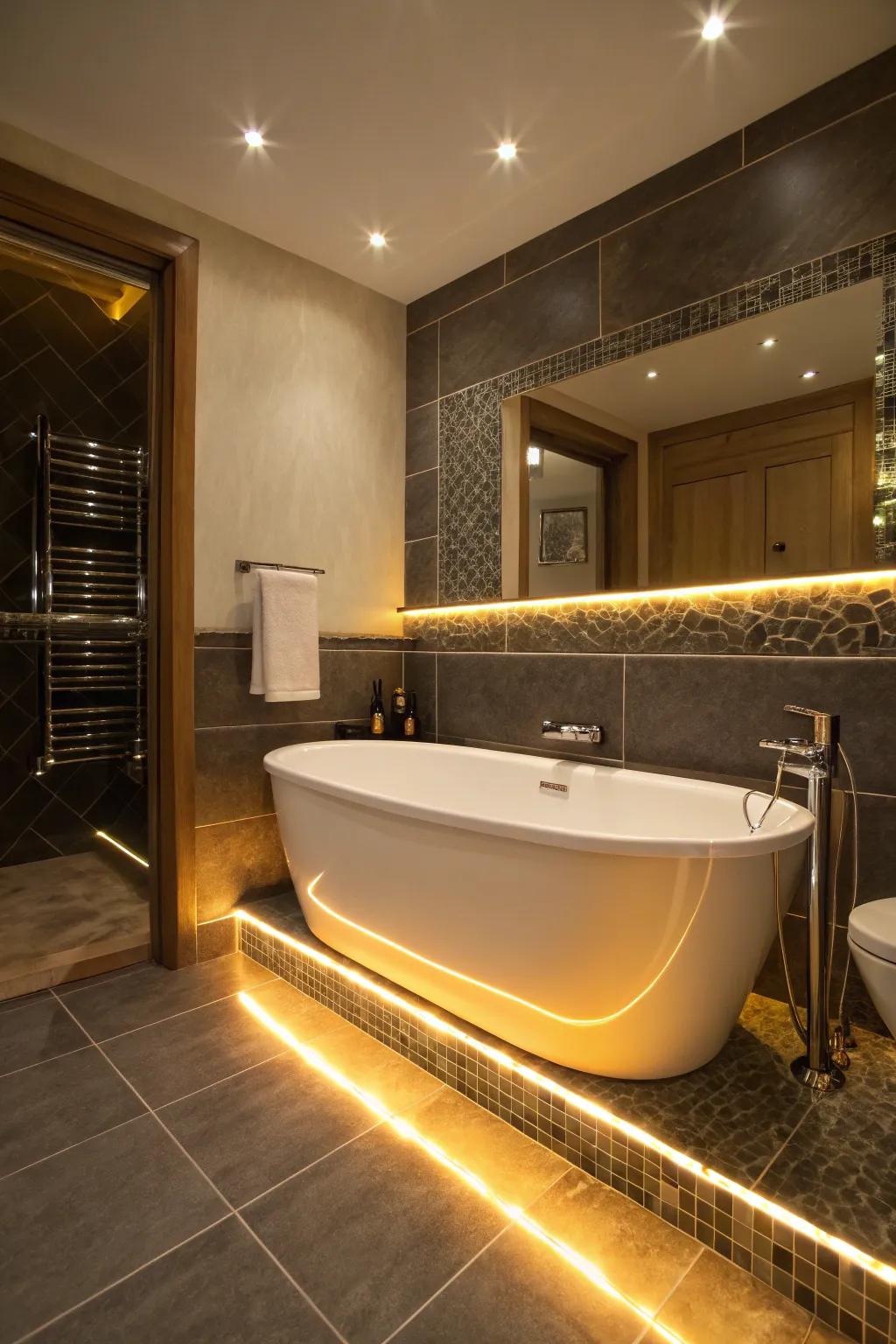 Enhance your bathroom's ambiance with accent lighting.