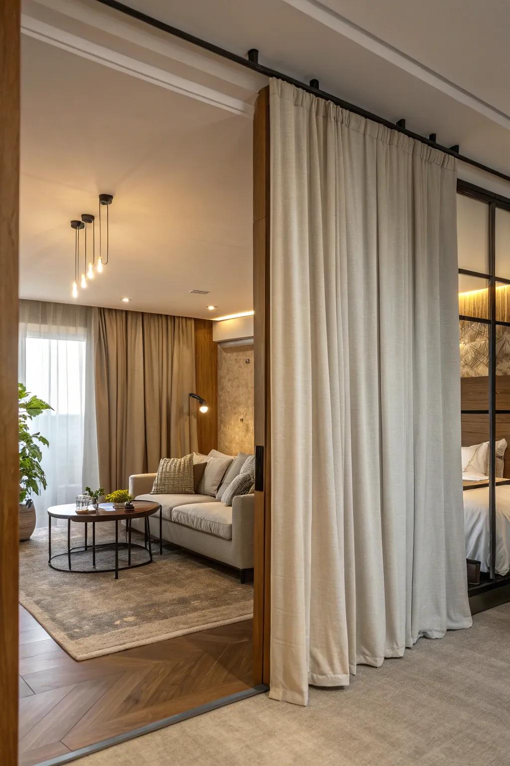 Practical dividers create defined areas while maintaining openness.