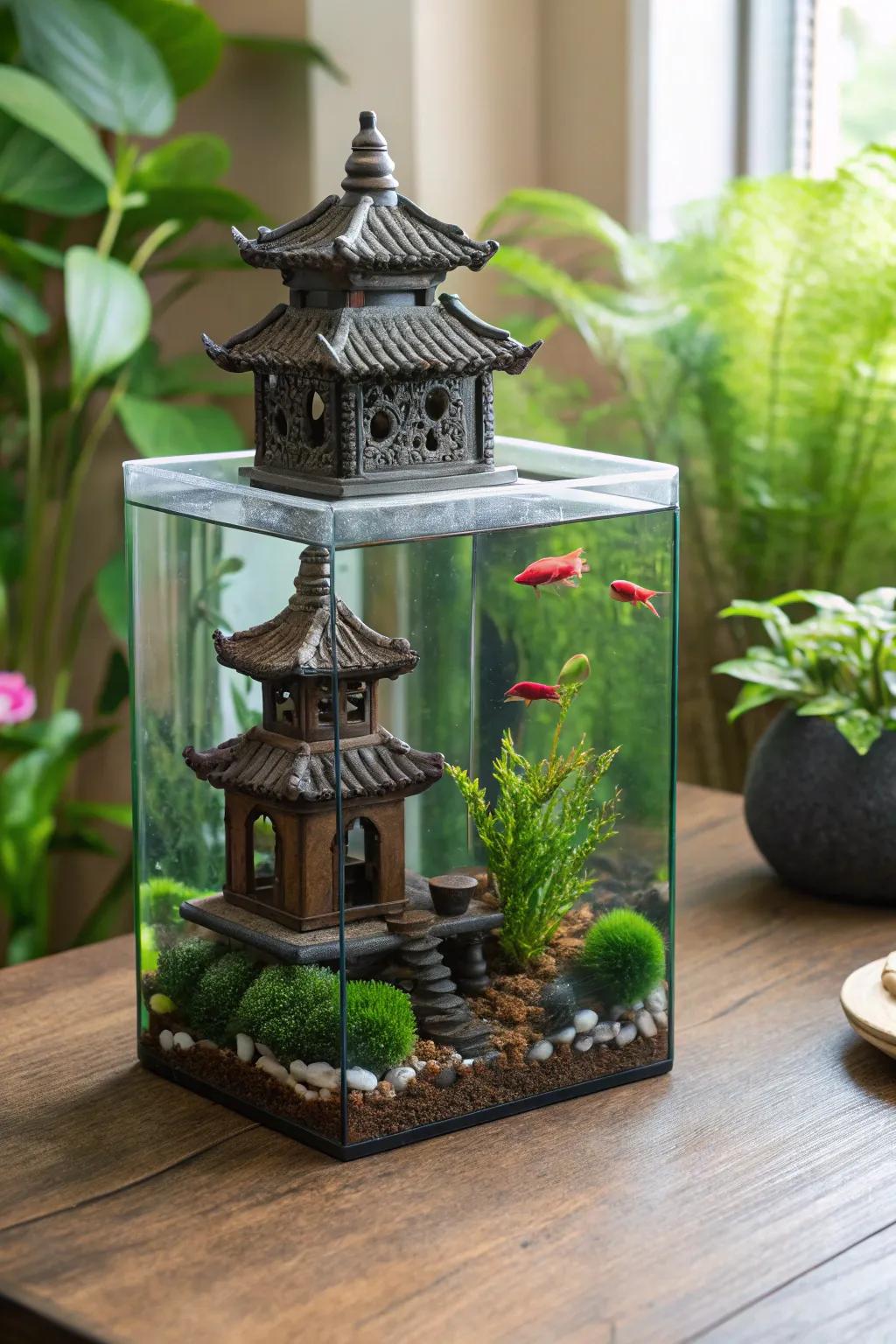 Create a serene sanctuary with a temple-inspired design.