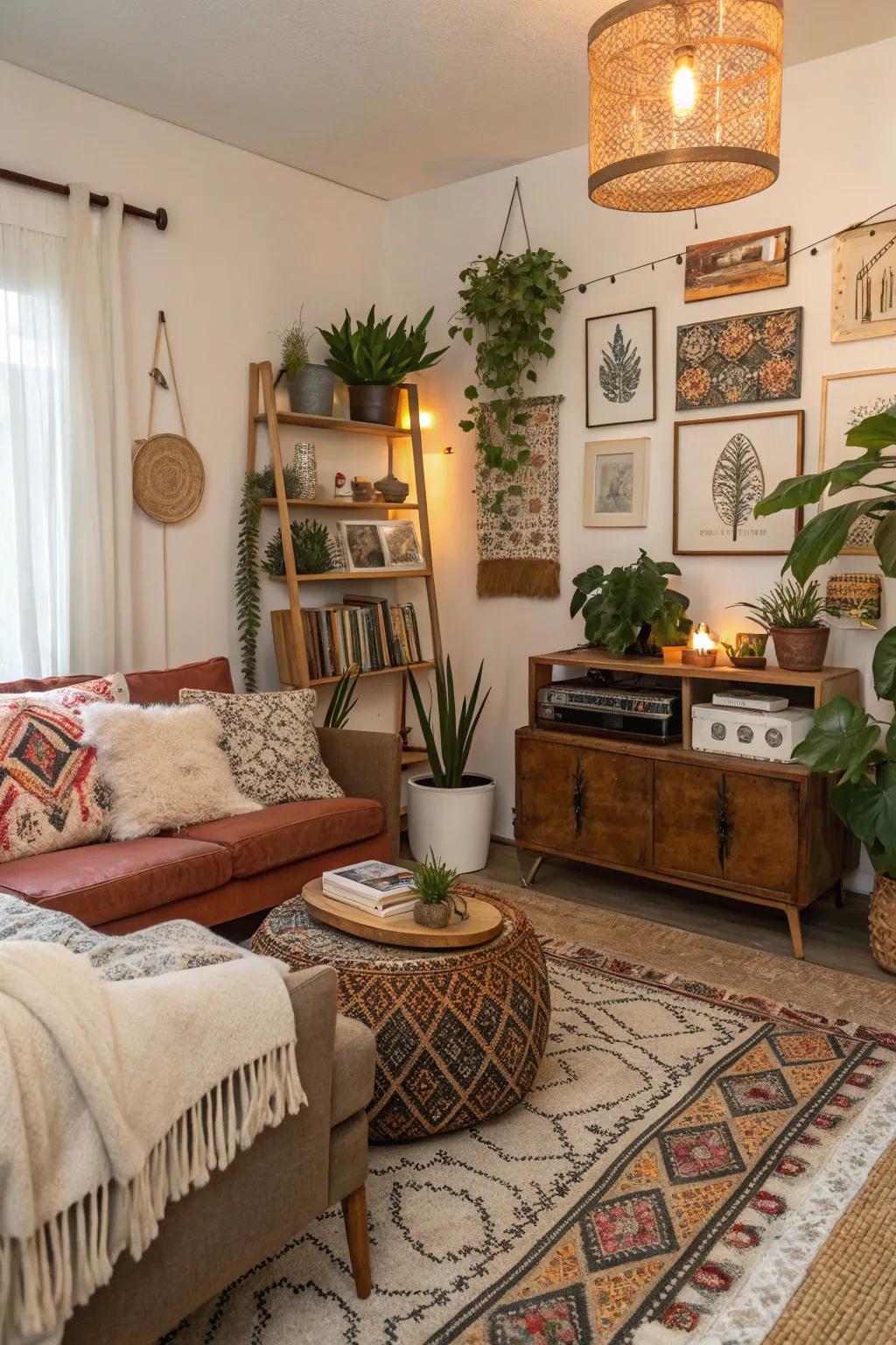 Vintage meets modern in a boho setting.