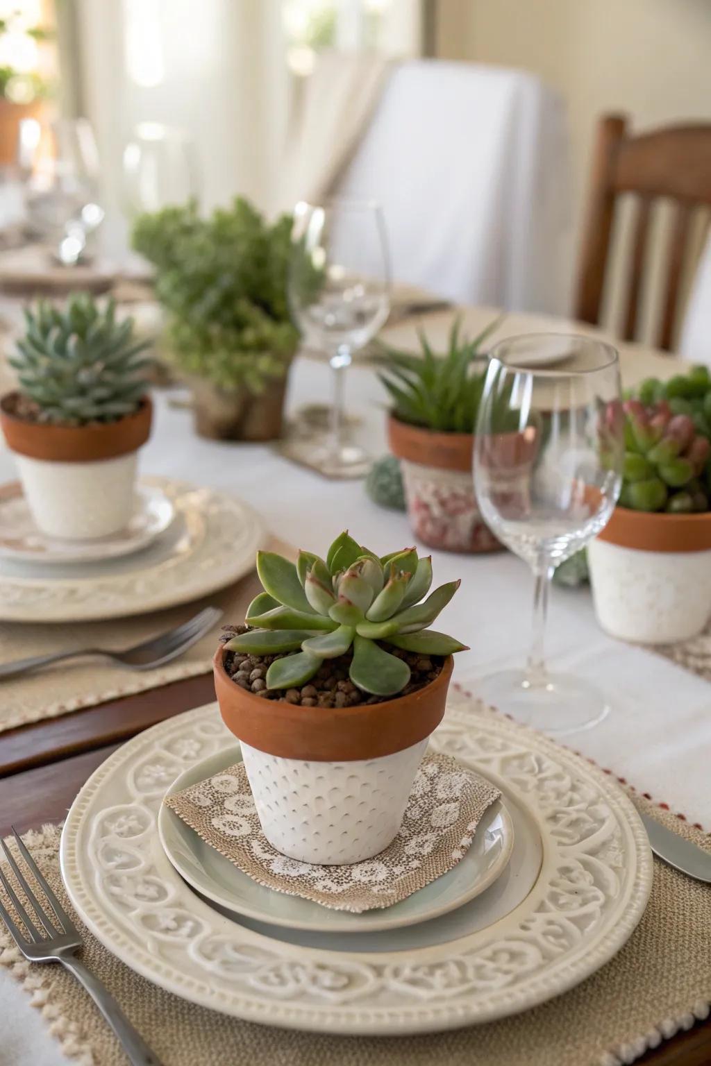 Potted plants offer a fresh and eco-friendly option.