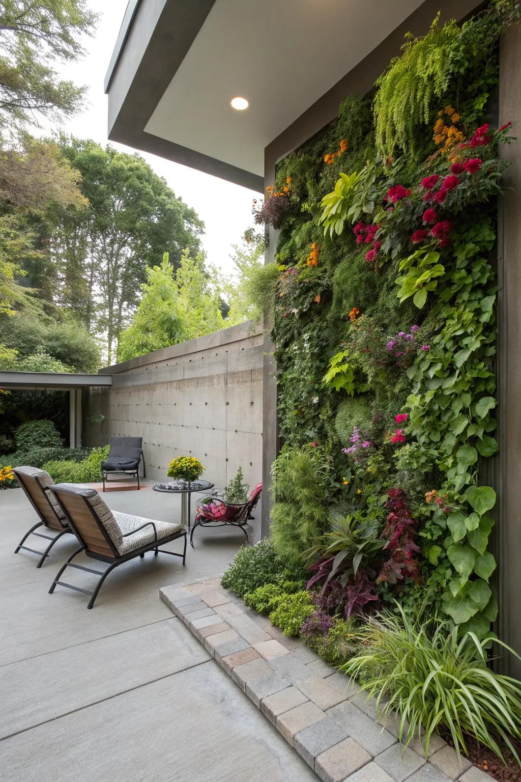 Vertical gardens maximize greenery in limited spaces.