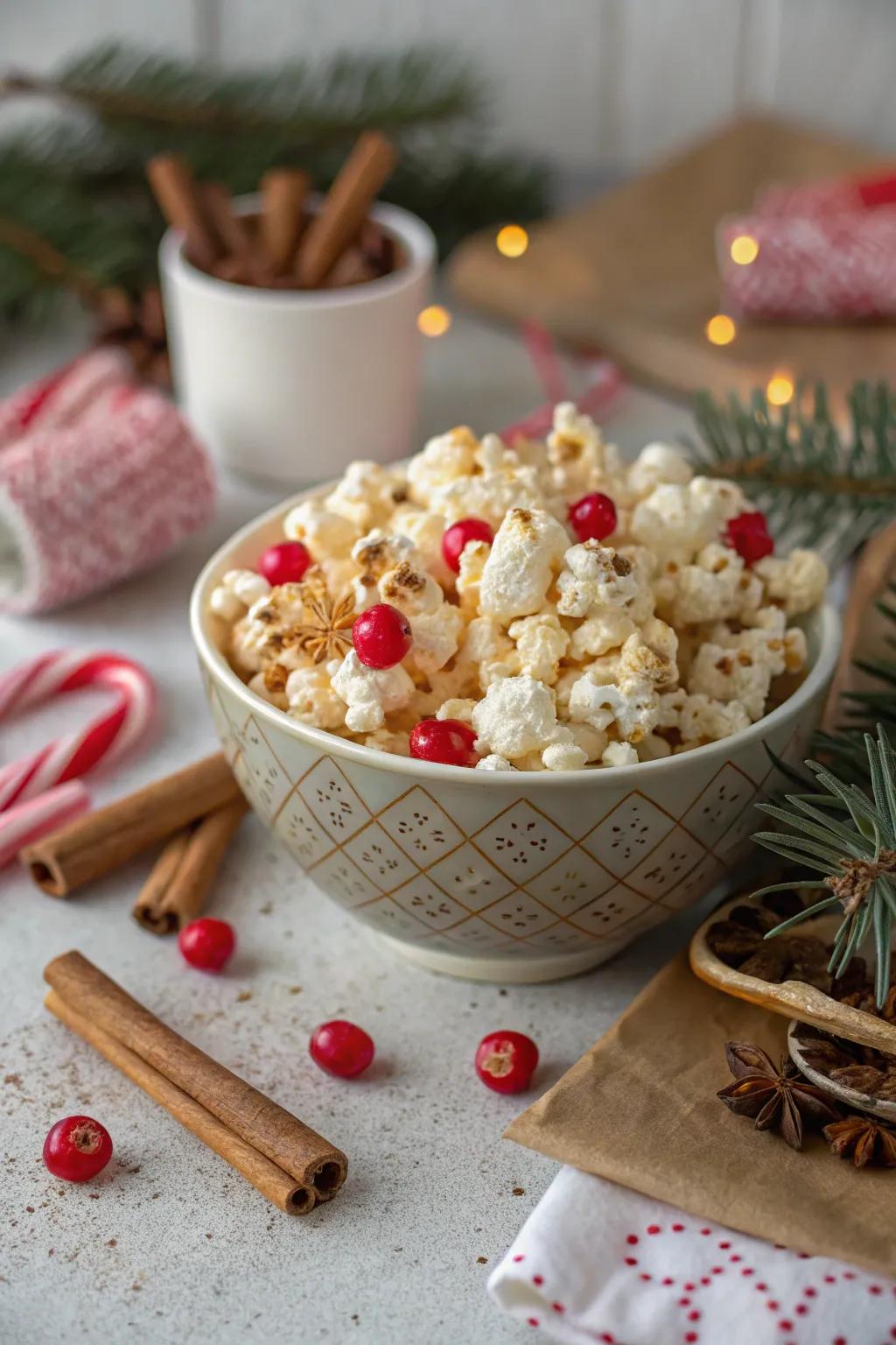 Zesty spiced candy popcorn that's a festive snack for holiday gatherings.