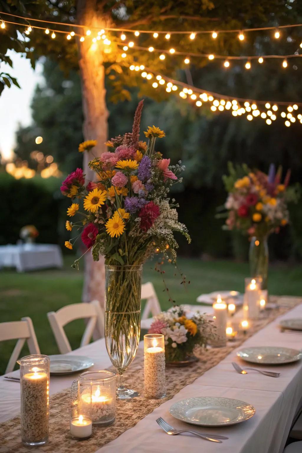 String lights create a magical glow.