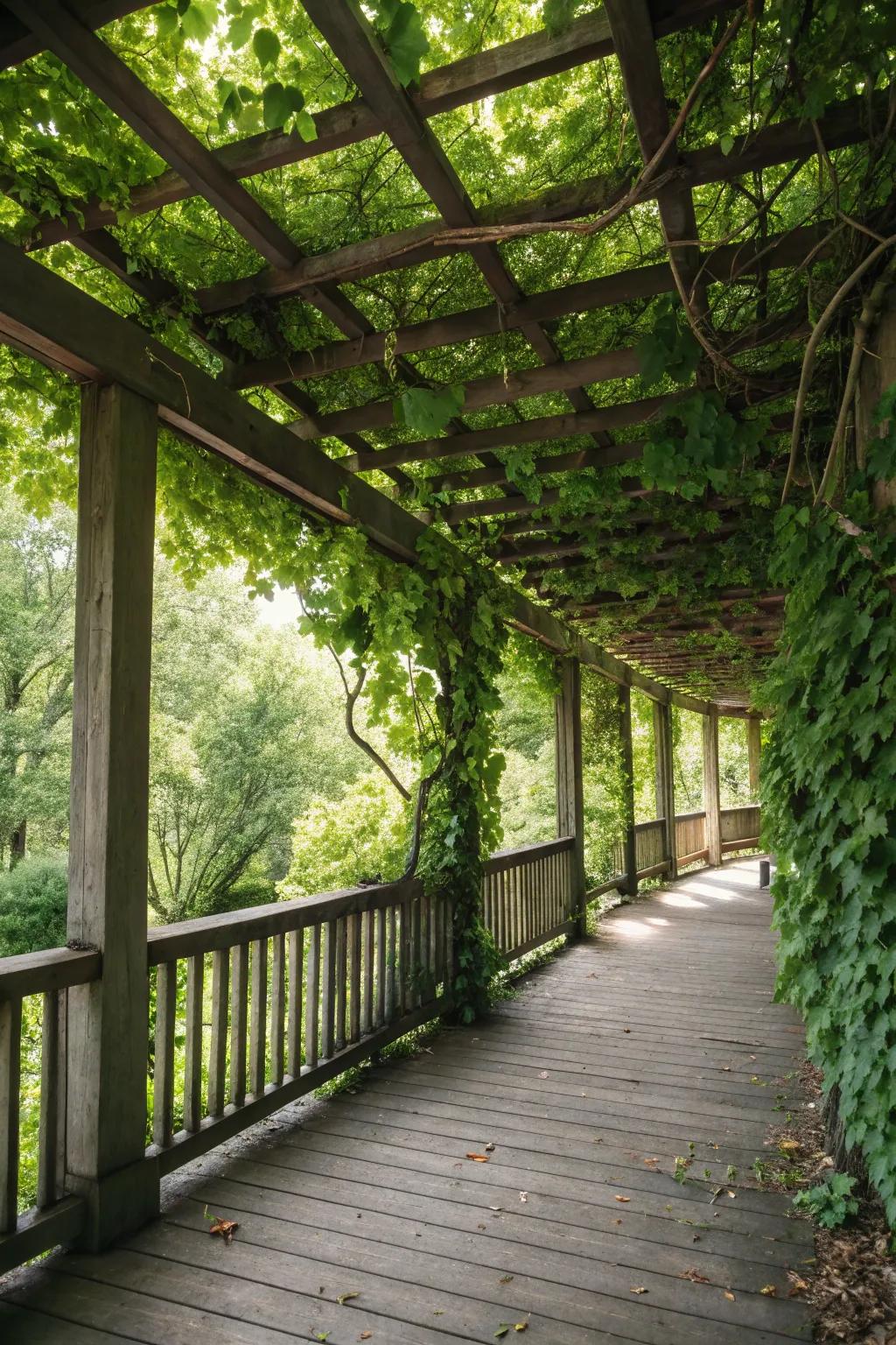 A vine-covered pergola adds a touch of romance and shade to your deck.