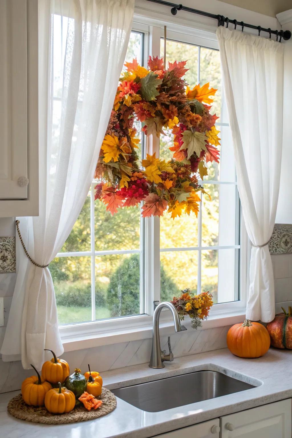 Seasonal decorations bring a festive touch to the kitchen.