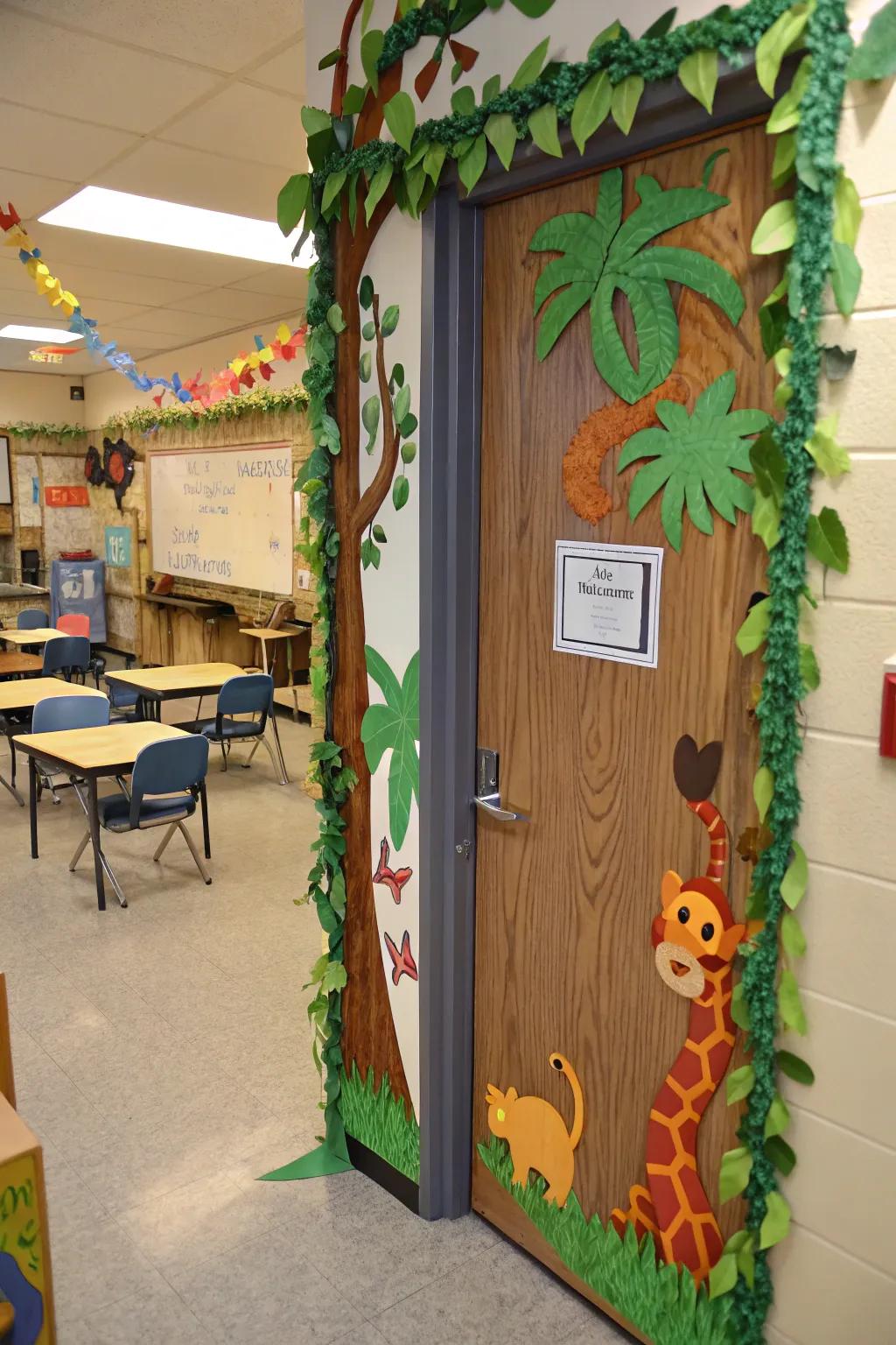 A jungle-themed door that's full of adventure and excitement.