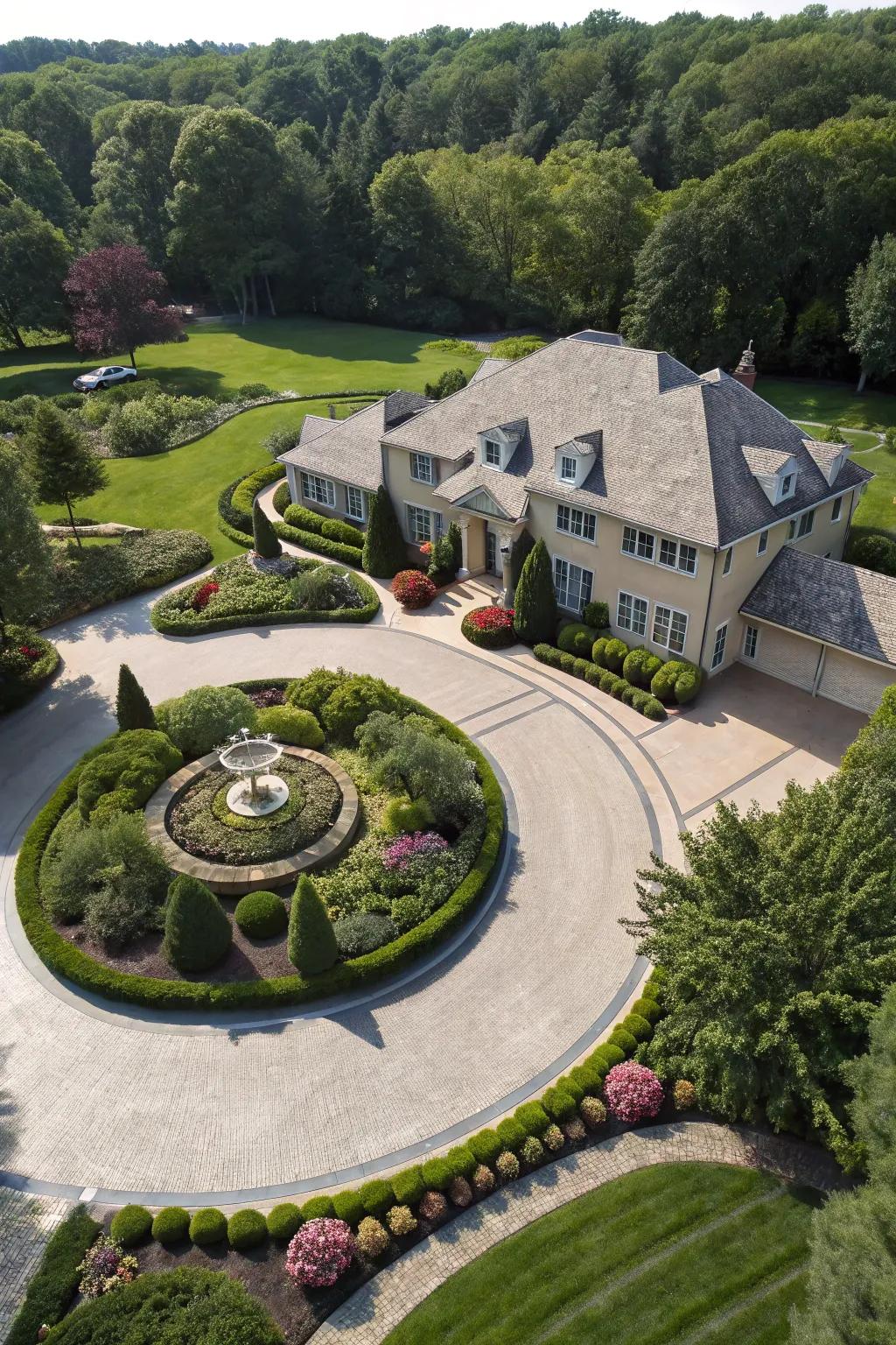 Circular driveways create a dramatic and functional entrance.