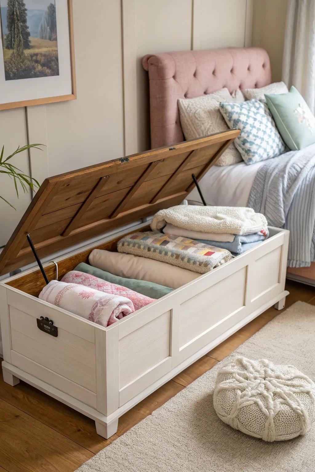 A storage bench combines practicality with style.