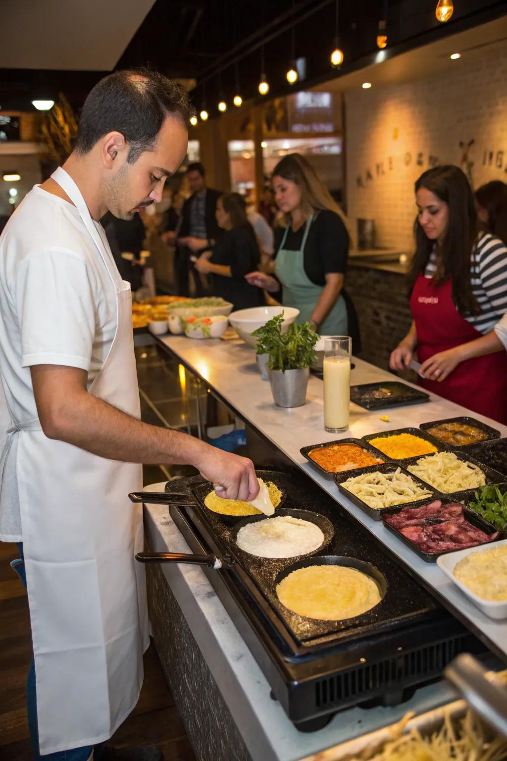 An interactive omelet station that engages guests and caters to diverse tastes.