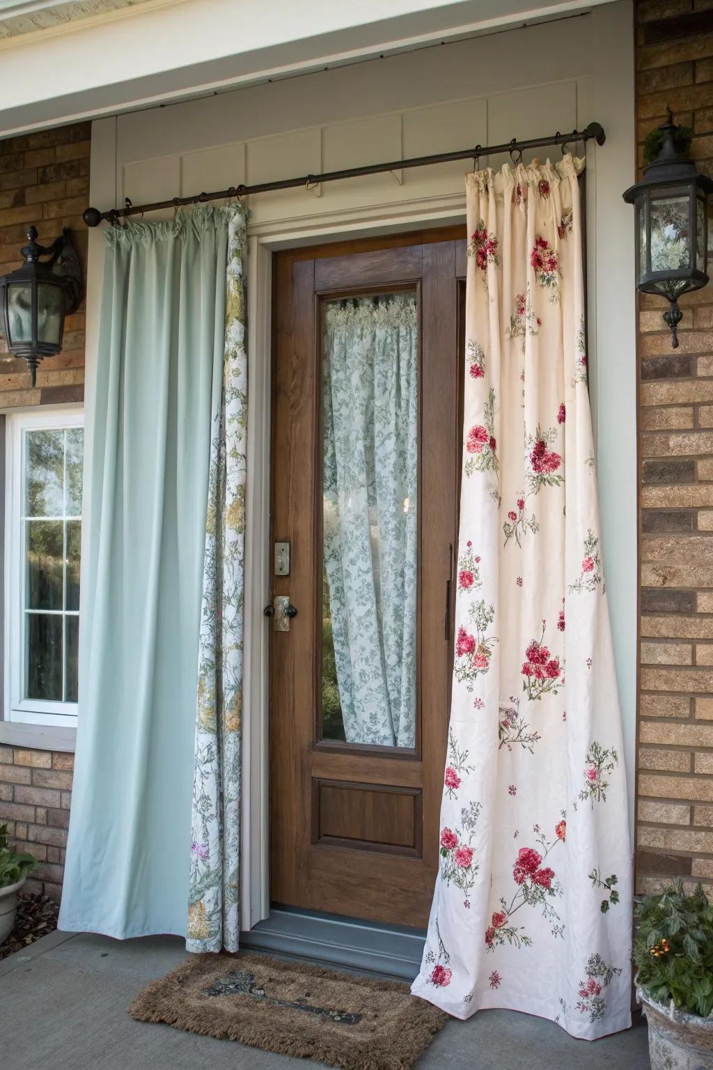 Seasonal curtain swaps keeping the entryway decor fresh.