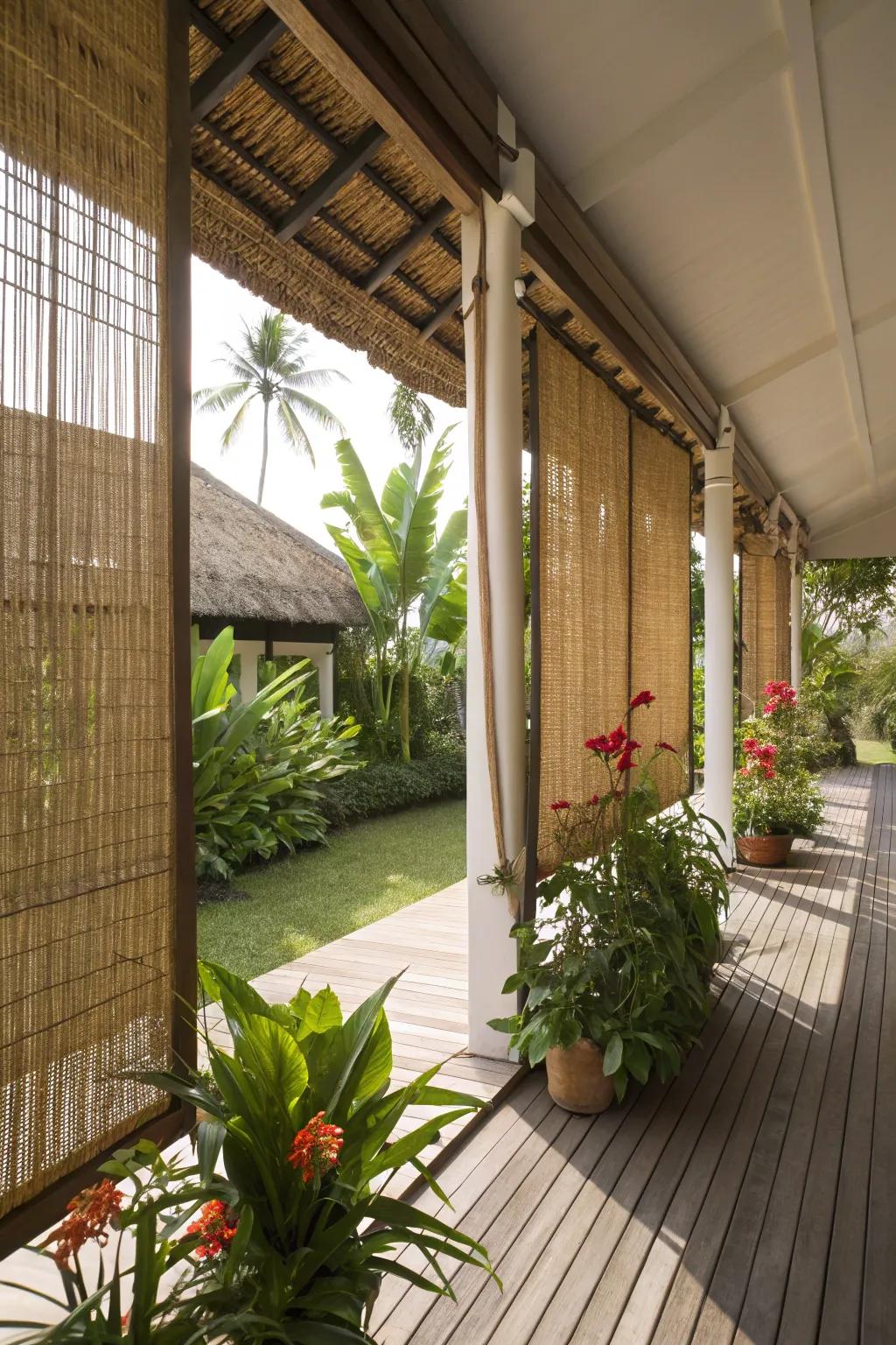 Exotic and light-filtering bamboo screens for your porch.