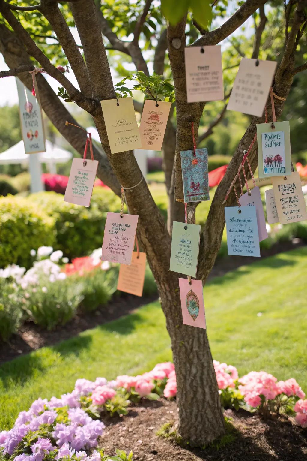 Words of wisdom: A guidance tree adorned with heartfelt messages for the graduate.