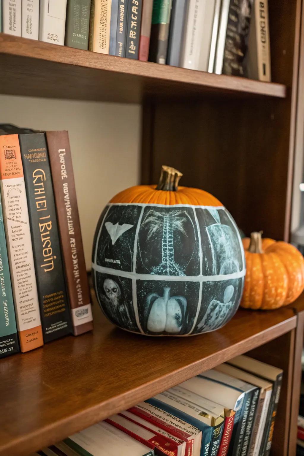 A radiology-themed pumpkin that brings a scientific twist to your Halloween decorations.