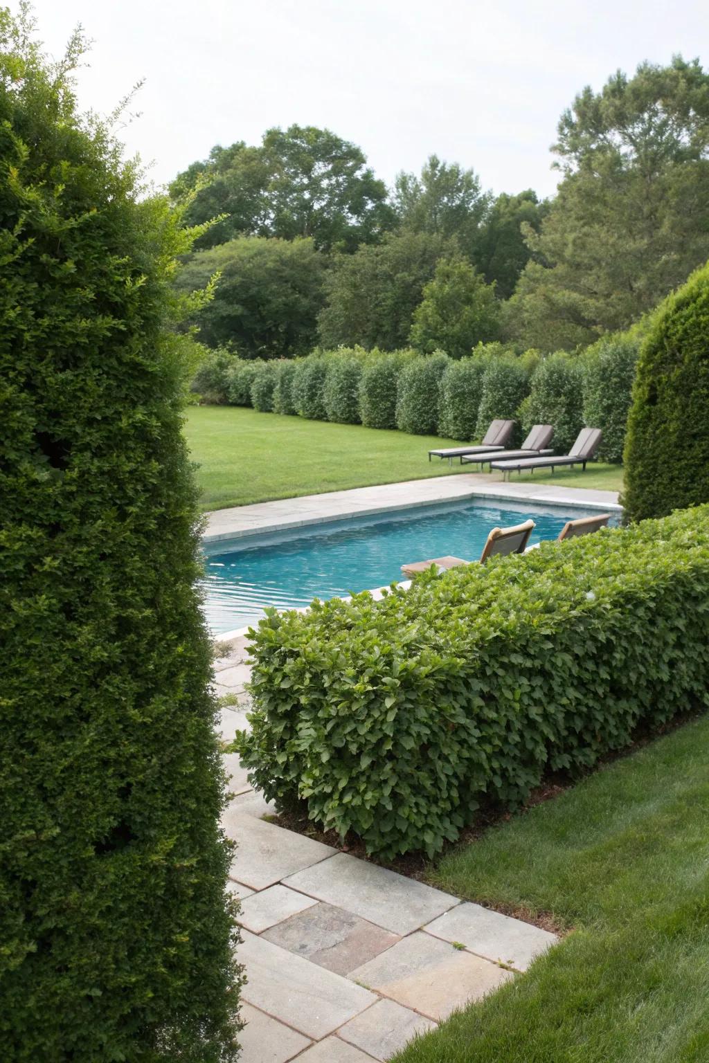 Hedges provide stylish privacy for your pool.