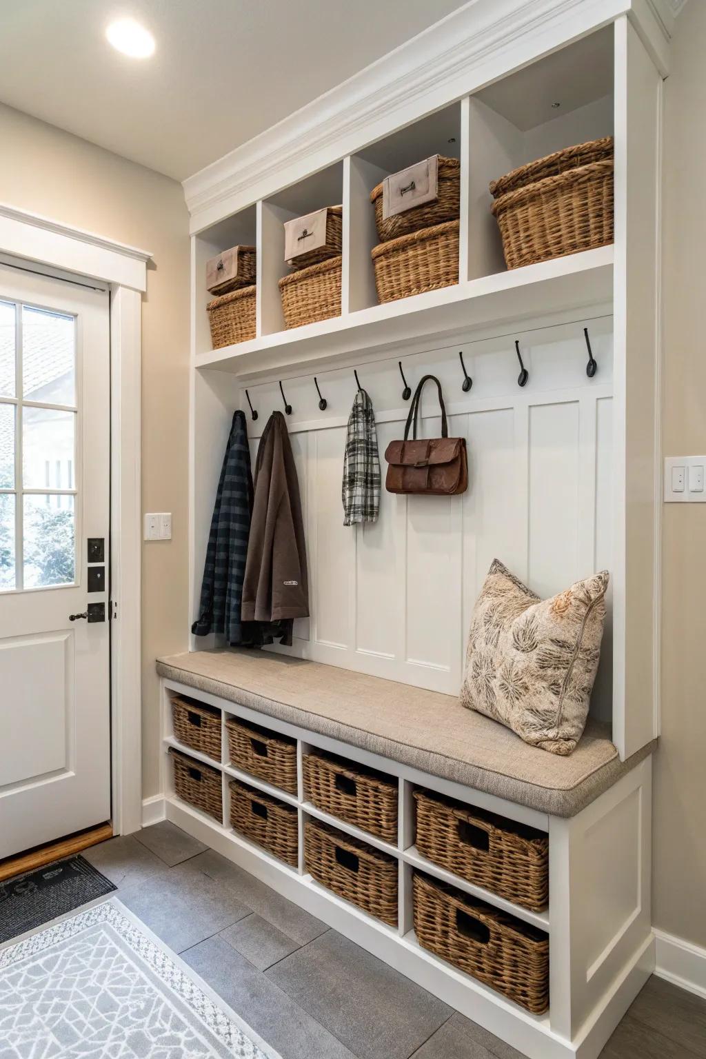 A well-organized entryway establishes a welcoming disposition.