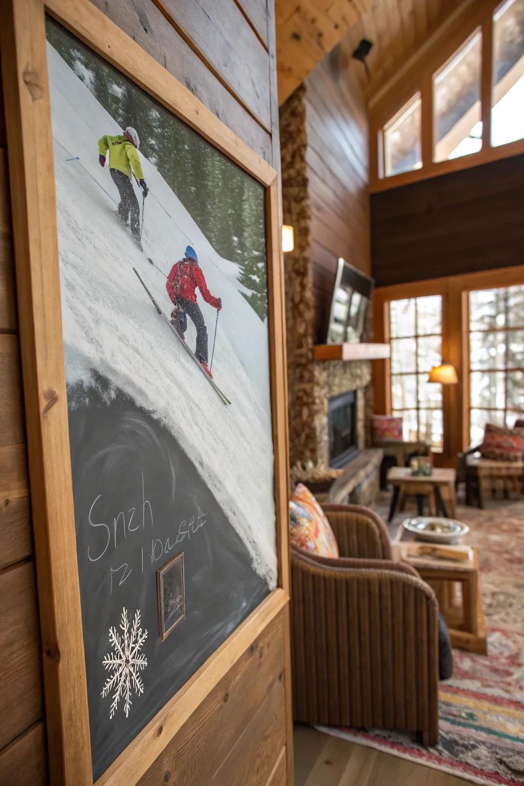 Capture the thrill of skiing with chalk art.