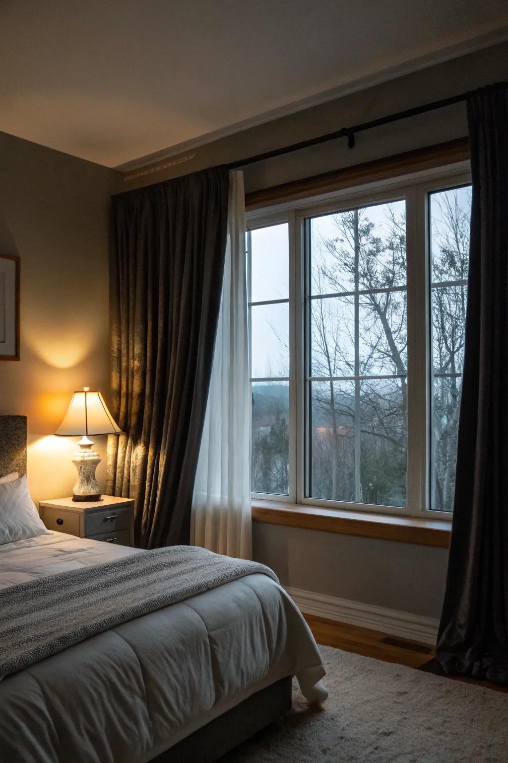 Darkening curtains are perfect for maximum privacy.