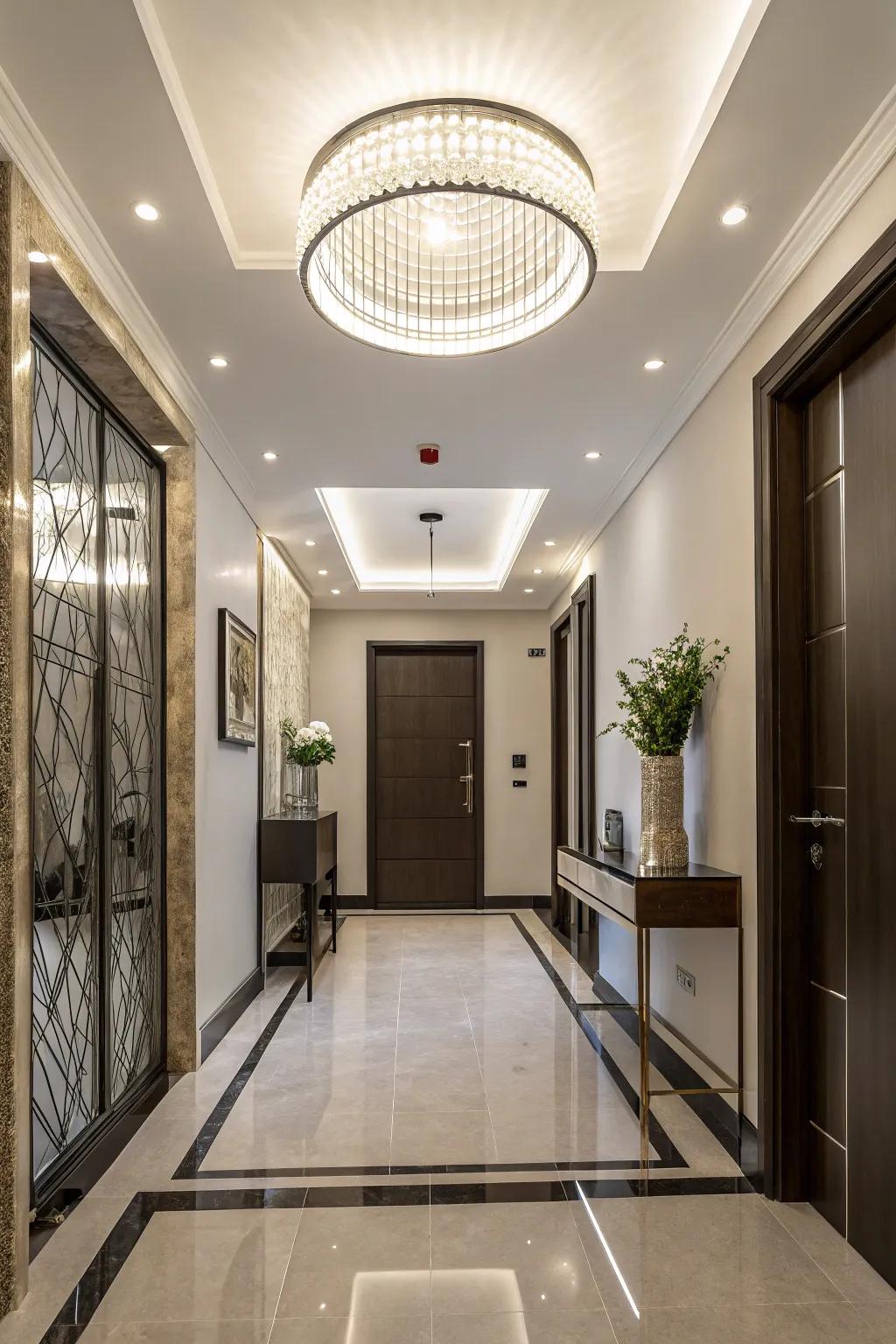 Ceiling-hugging lights provide a tidy and modern lighting solution, excellent for compact spaces.