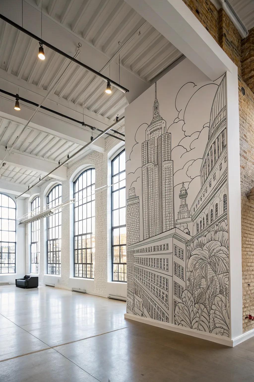 Make a grand statement with large-scale line art.