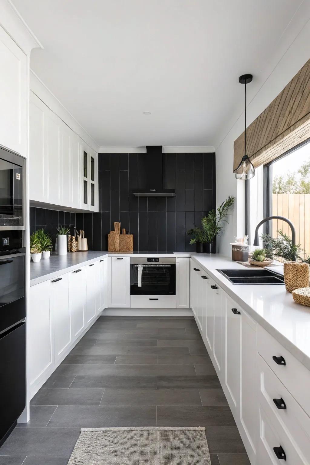 Minimalist matte black adds a modern touch to the kitchen.