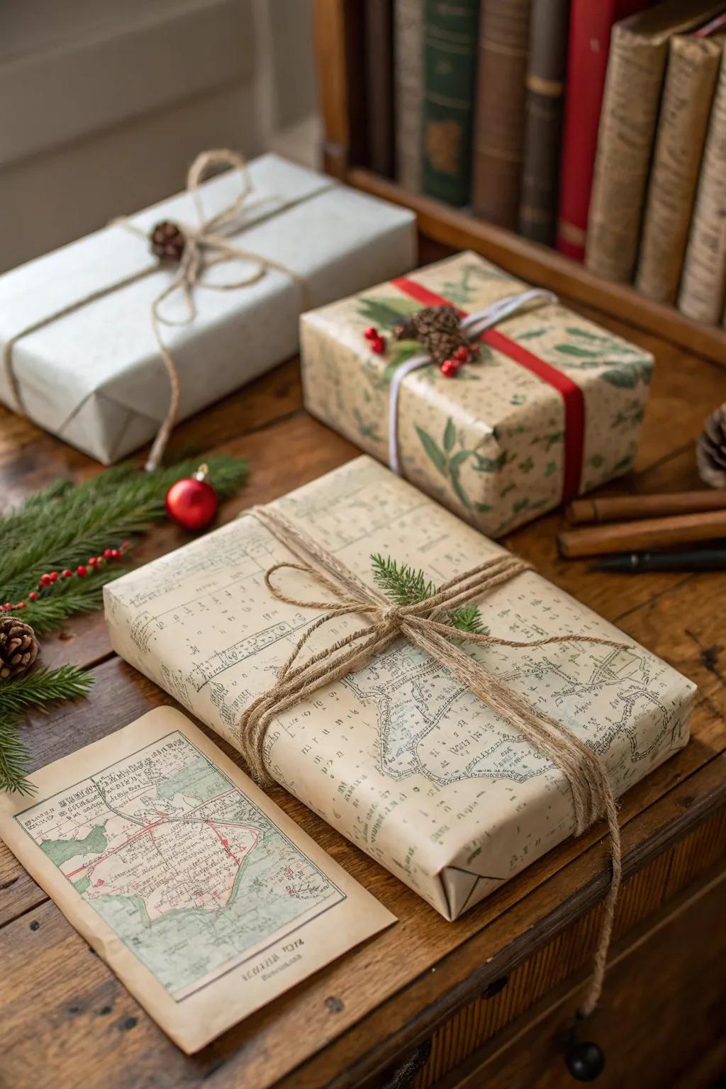 Eco-friendly gifts wrapped in recycled materials, combining creativity with sustainability.