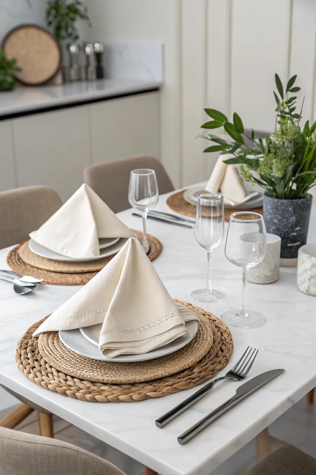 The Diagonal Fold adds a modern edge to any table setting.