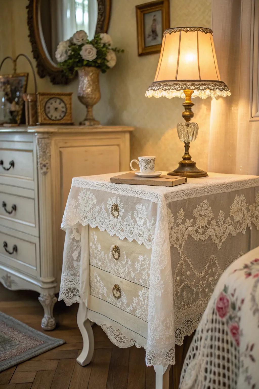 Lace skins evoke a vintage style.