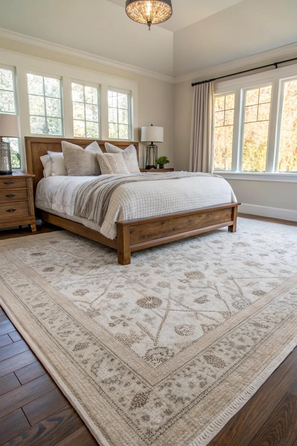 Use an area rug to add warmth and define your space.