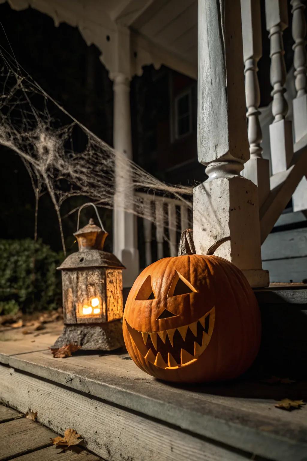 Vampire pumpkin ready to give a frightful delight.