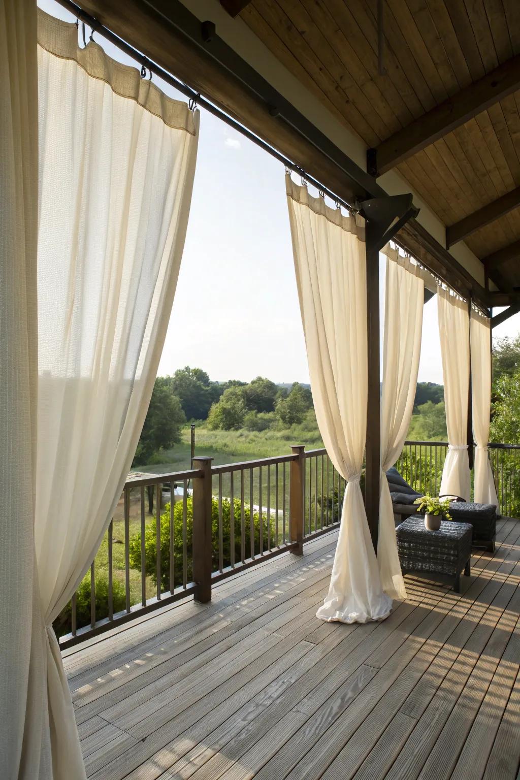 Outdoor curtains offer both shade and design.