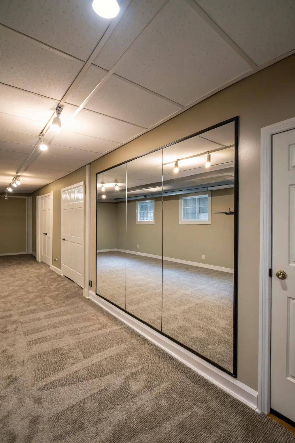 Expand the space with a mirror wall.