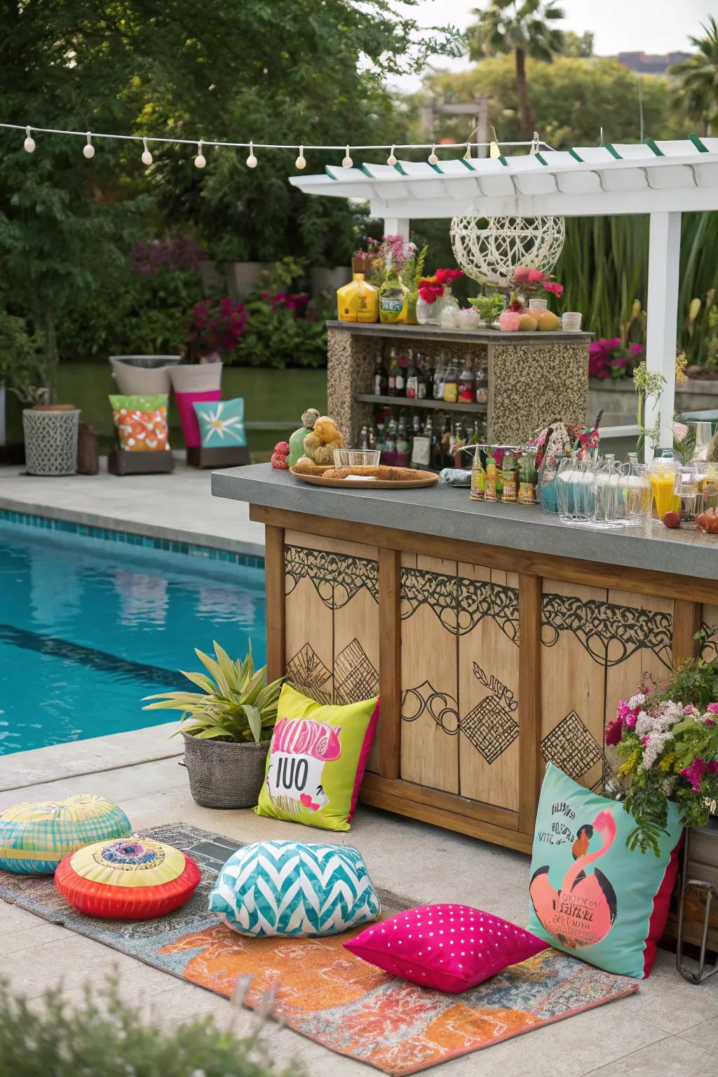 Personalized decor turns your pool bar into a unique expression of style.