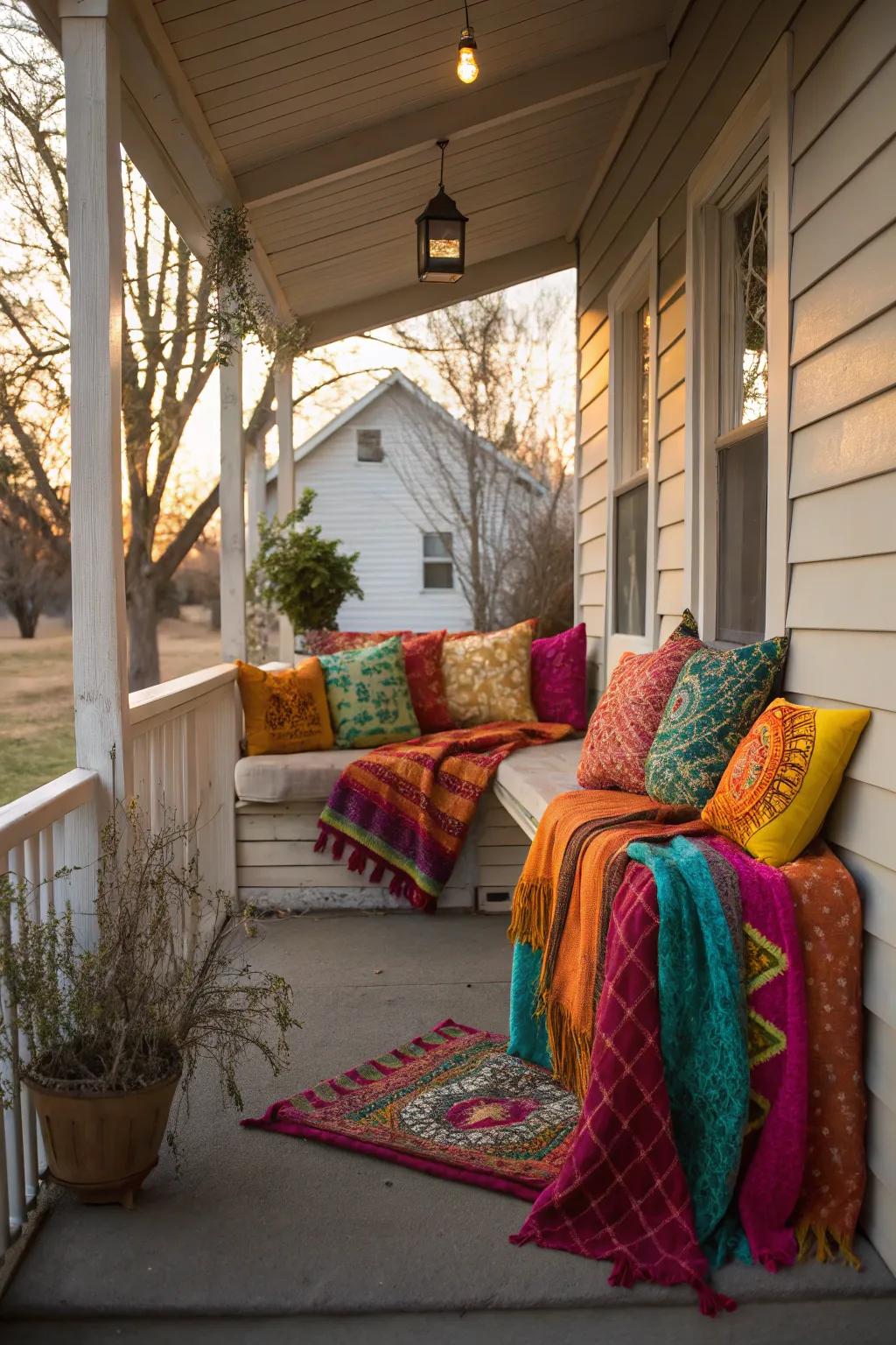 Textiles add warmth and personality to your porch.