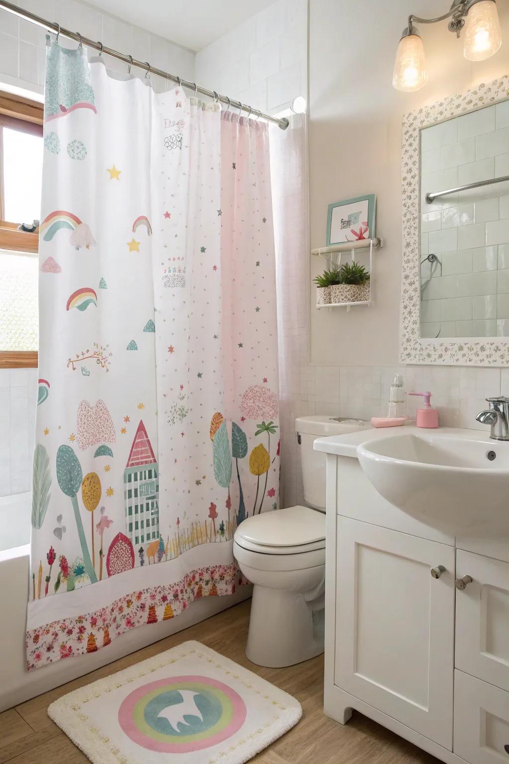 Playful prints make bath time enjoyable for kids.