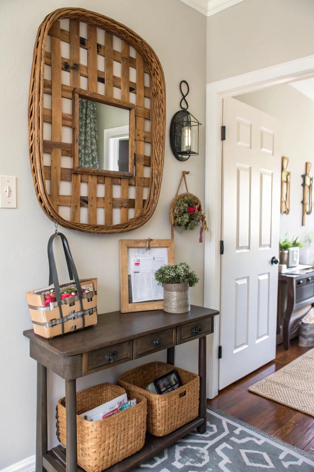 Maintain an organized doorway utilizing a practical feed sack.