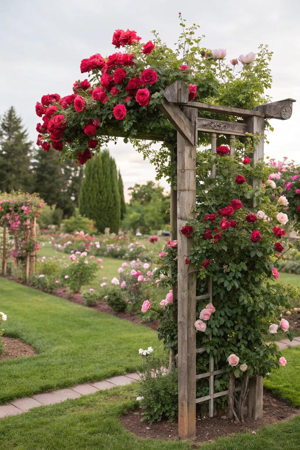 Create a fragrant focal point with a free-standing trellis.