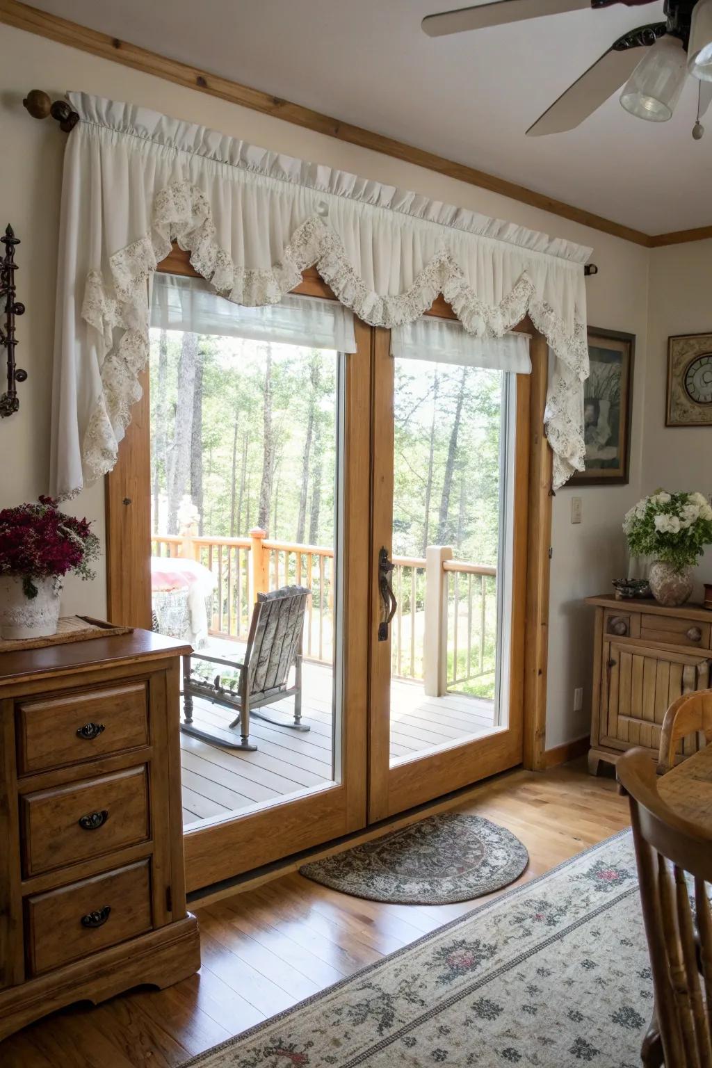 Ruffled valances bring a romantic and whimsical feel.