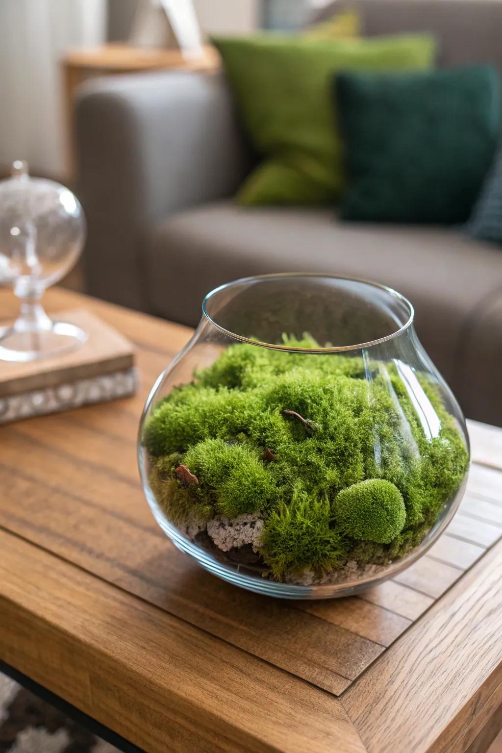 Embrace earthy elegance with moss as a filler.