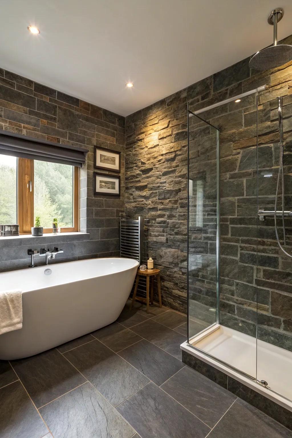 Stone walls introduce natural elegance and a timeless feel.