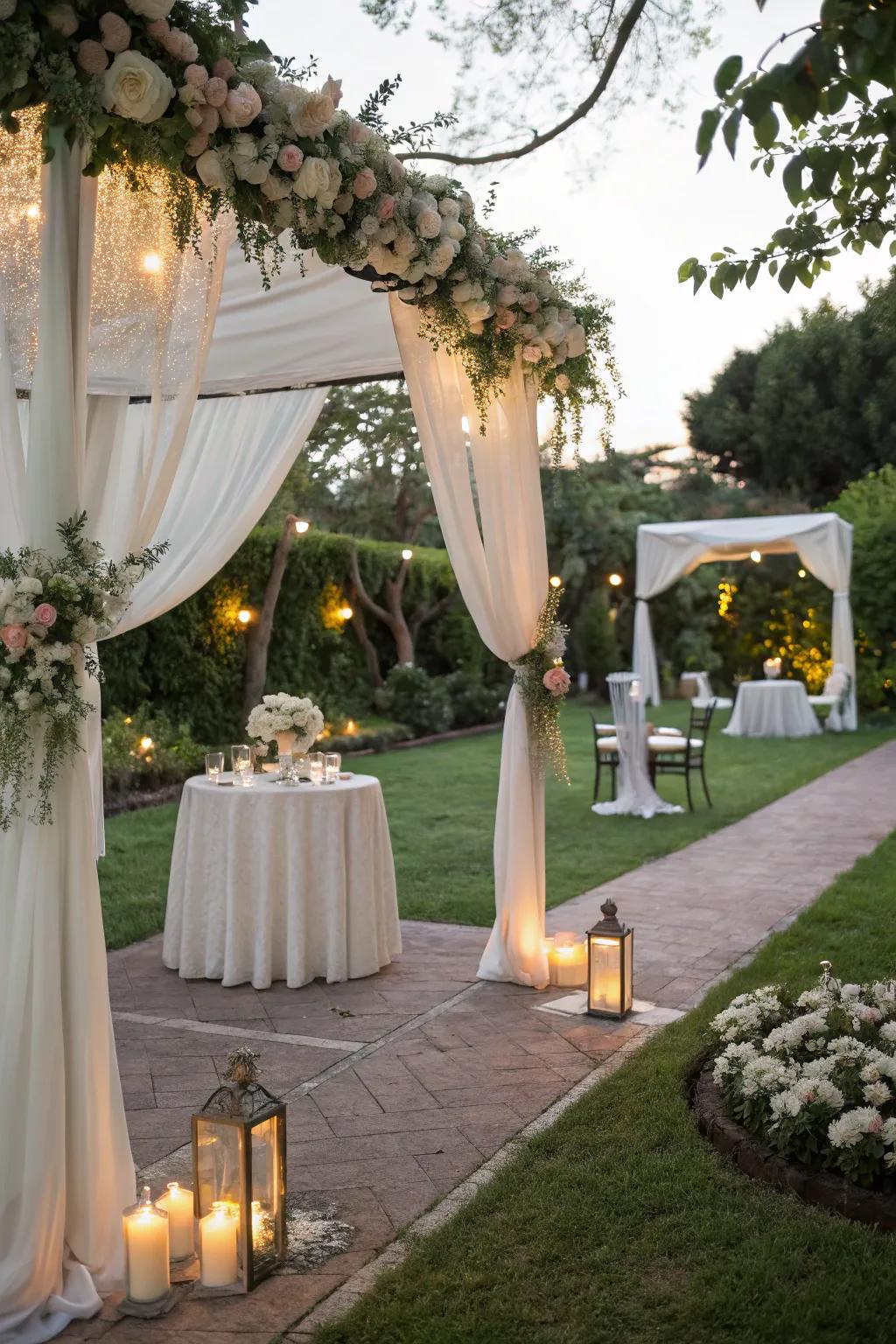 A charming backyard wedding setup that's both chic and personal.