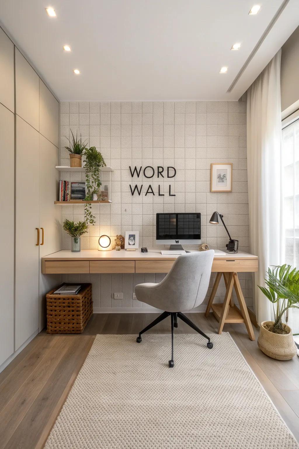 Embrace simplicity with a minimalist word wall design.